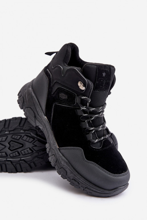 Botas de montaña con calefacción para los hombres con cordones de color negro Zerista