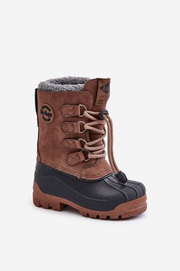 Botas de nieve cálidas para niños con cierre pull-on Lee Cooper LCJ-24-44-2842K marrón