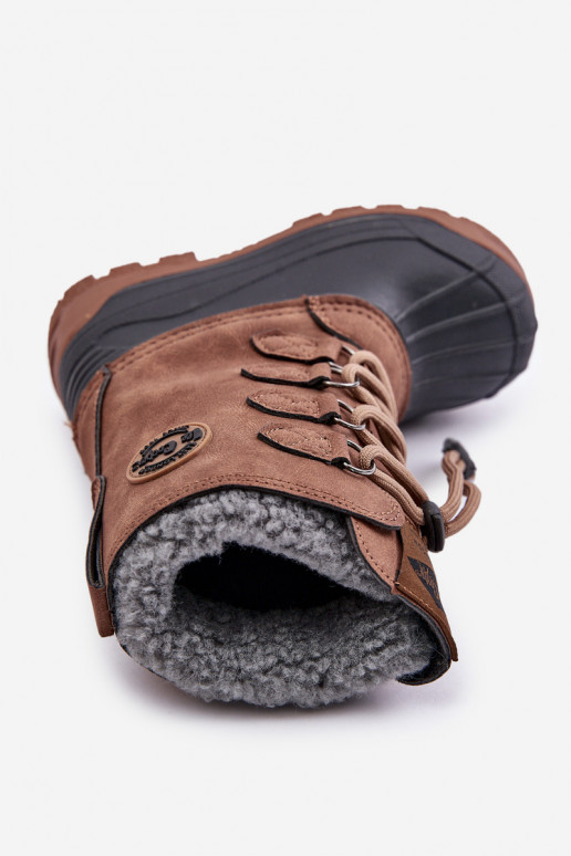 Alto cálido Botas de nieve Infantil con cierre a presión Lee Cooper LCJ-24-44-2842K color marrón