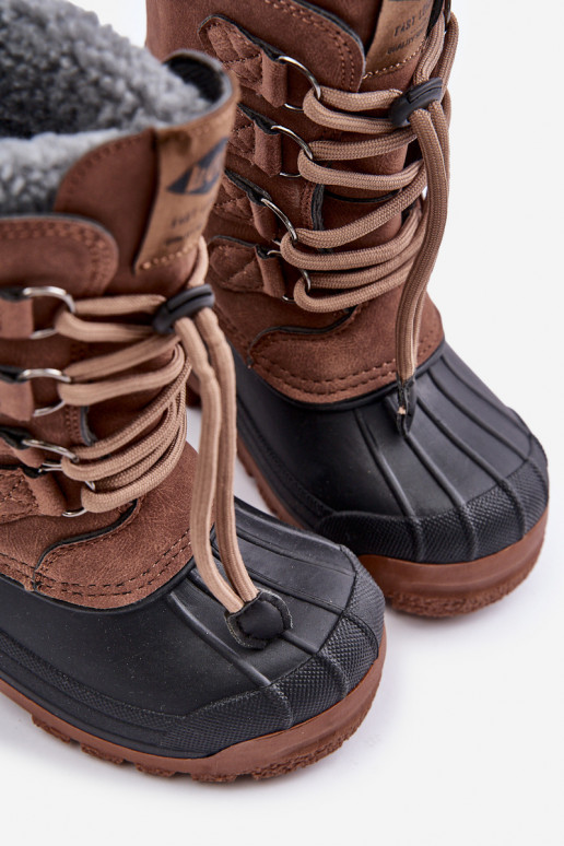 Alto cálido Botas de nieve Infantil con cierre a presión Lee Cooper LCJ-24-44-2842K color marrón