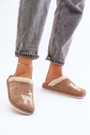 Zapatillas Femenino con ciervos y un abrigo de piel Inblu CT000034 beige 2