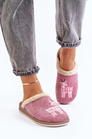 Zapatillas Femenino con ciervos y un abrigo de piel Inblu CT000034 color rosa 2