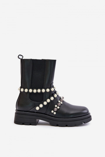botas con estilo Femenino con correas de color negro Sintitia 2