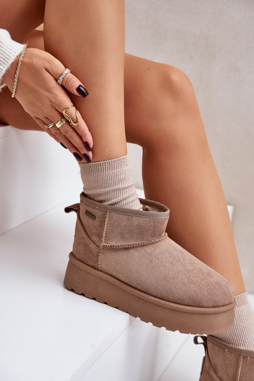 Bajo Botas de nieve con una plataforma Big Star OO274A100 beige Bajo Botas de nieve con una plataforma Big Star OO274A100 beige