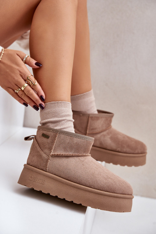 Bajo Botas de nieve con una plataforma Big Star OO274A100 beige Bajo Botas de nieve con una plataforma Big Star OO274A100 beige