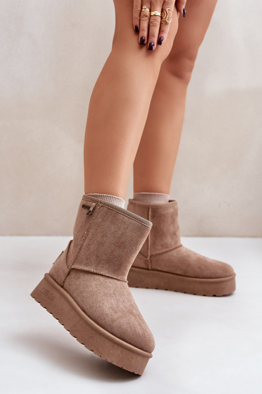 Alto Botas de nieve Femenino con una plataforma Big Star OO274A097 beige Alto Botas de nieve Femenino con una plataforma Big Star OO274A097 beige