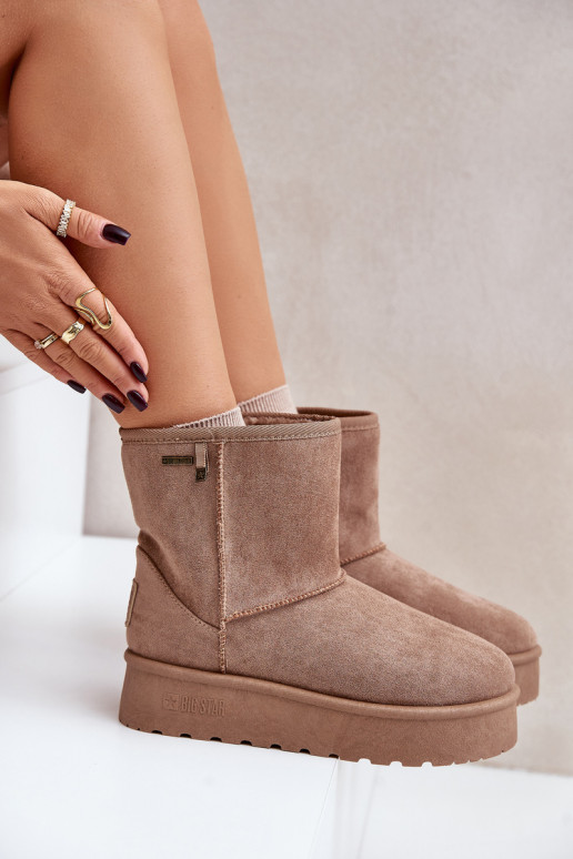 Alto Botas de nieve Femenino con una plataforma Big Star OO274A097 beige Alto Botas de nieve Femenino con una plataforma Big Star OO274A097 beige