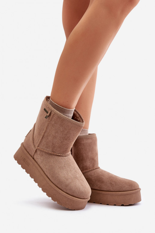 Alto Botas de nieve Femenino con una plataforma Big Star OO274A097 beige Alto Botas de nieve Femenino con una plataforma Big Star OO274A097 beige