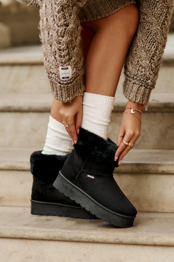 Botas de nieve con una plataforma con un abrigo de piel Big Star OO274A108 de color negro