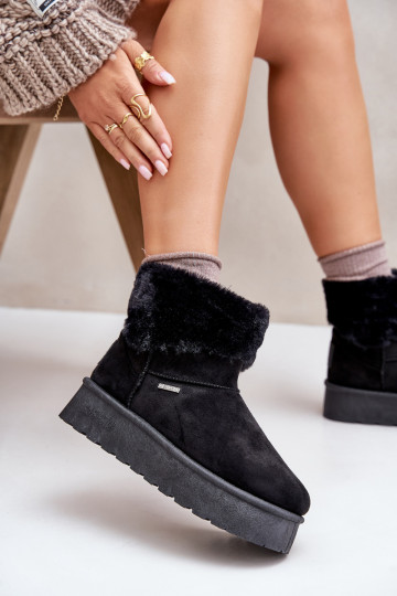 Botas de nieve con una plataforma con un abrigo de piel Big Star OO274A108 de color negro 2