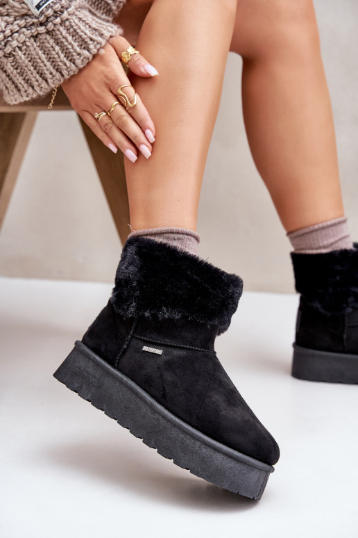 Botas de nieve con una plataforma con un abrigo de piel Big Star OO274A108 de color negro