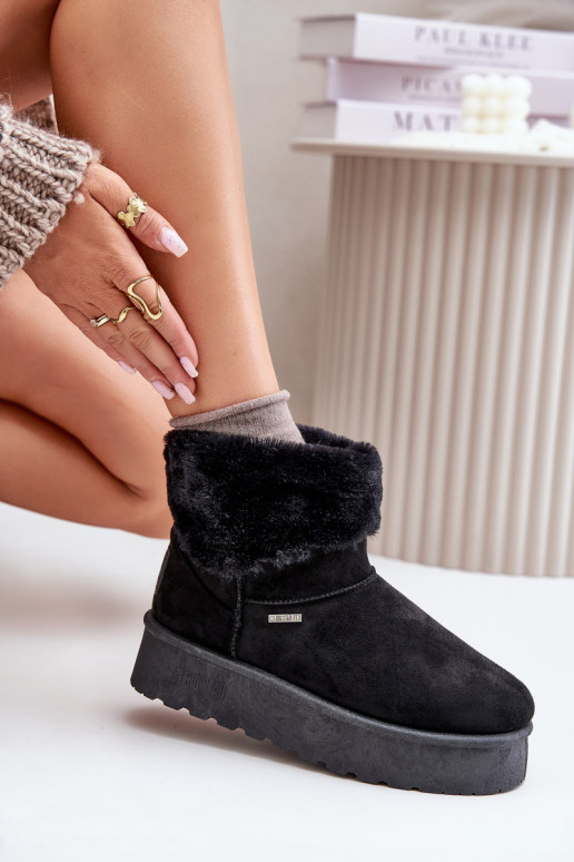 Botas de nieve con una plataforma con un abrigo de piel Big Star OO274A108 de color negro