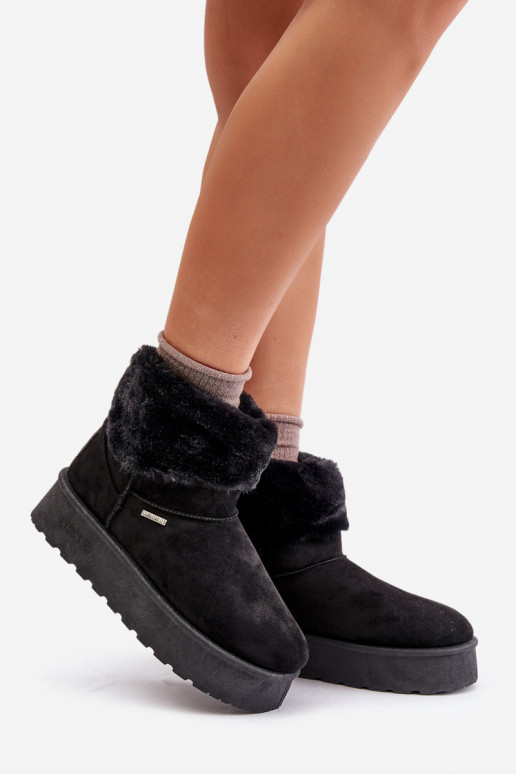 Botas de nieve con una plataforma con un abrigo de piel Big Star OO274A108 de color negro