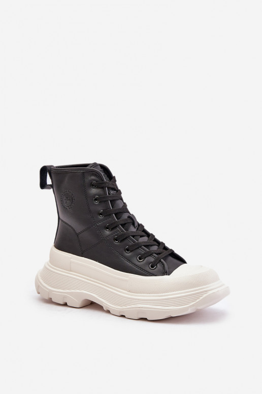 Piel calentamiento zapatos casuales con una plataforma Big Star OO274A599 de color negro