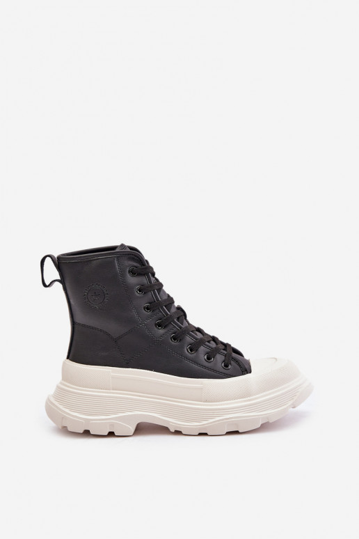 Piel calentamiento zapatos casuales con una plataforma Big Star OO274A599 de color negro