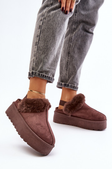 Zapatillas Femenino con una plataforma con un abrigo de piel color marrón Linaris 2