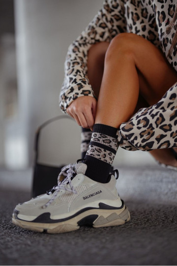 Medias Femenino DAa Punteado Tiras de color negro