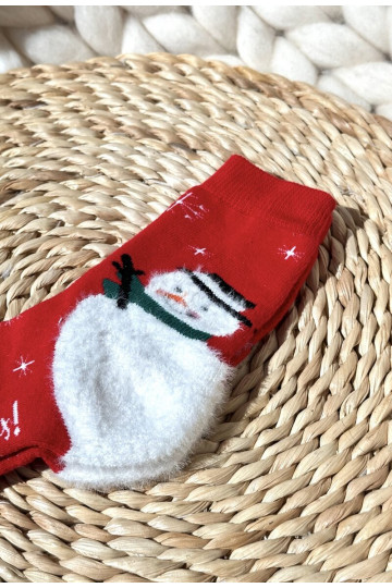 Infantil Activadovidad Medias de algodón con muñecos de nieve color rojo 2
