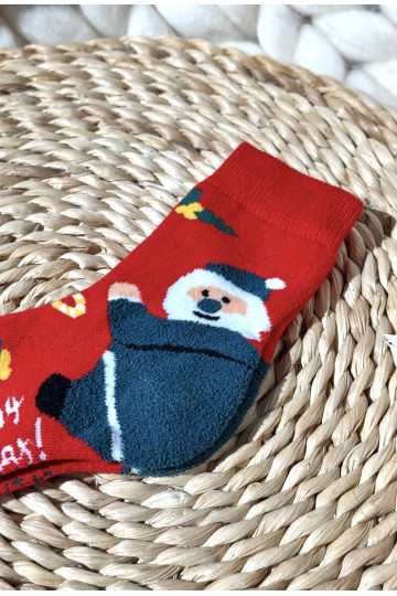 Infantil Activadovidad Medias de algodón con papa noel color rojo 2