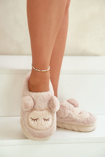 cálido con un abrigo de piel Zapatillas Femenino beige Jozelinetta