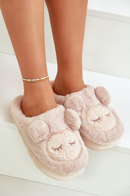 cálido con un abrigo de piel Zapatillas Femenino beige Jozelinetta