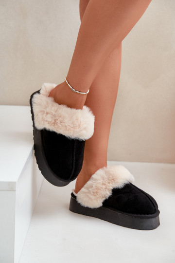 Zapatillas Botas de nieve Femenino Sobre una suela gruesa con un abrigo de piel de color negro Doriola 2
