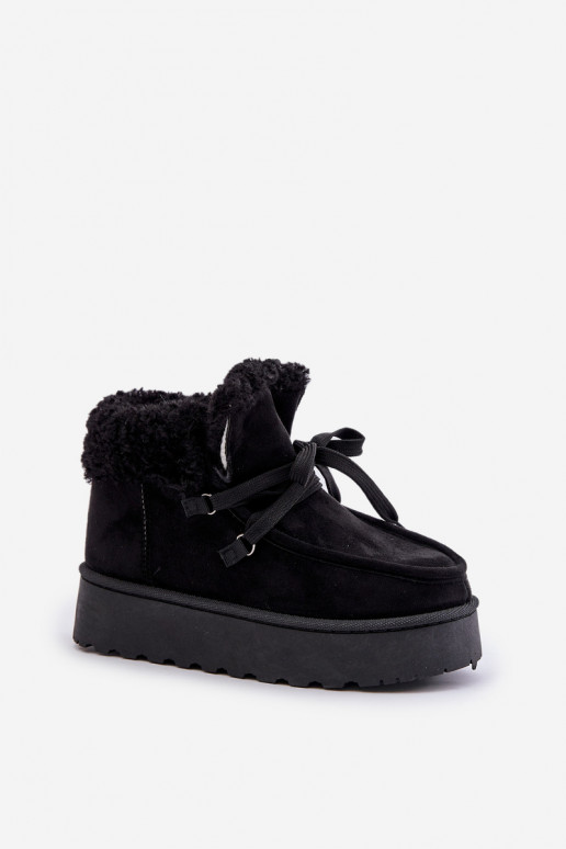Botas de nieve Femenino con una plataforma con un abrigo de piel Typu Branek de color negro Ciabellae