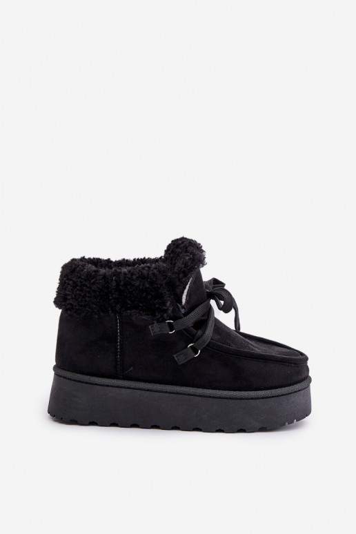 Botas de nieve Femenino con una plataforma con un abrigo de piel Typu Branek de color negro Ciabellae