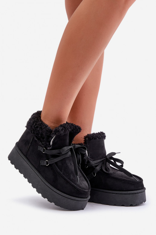 Botas de nieve Femenino con una plataforma con un abrigo de piel Typu Branek de color negro Ciabellae