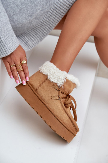 Botas de nieve Femenino con una plataforma con un abrigo de piel Typu Branek color marrón Ciabellae 2