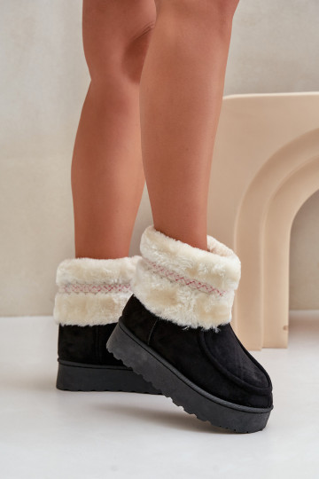 Botas de nieve Femenino con una plataforma con un abrigo de piel I Un ejemplo de color negro Deepanti 2