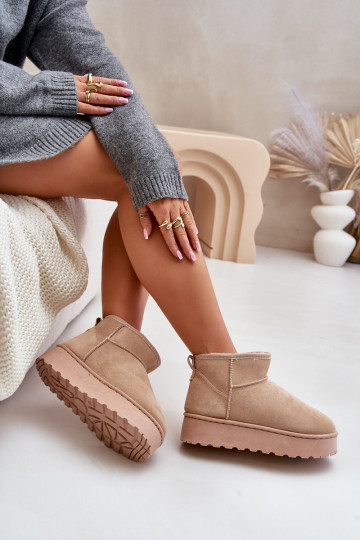 Botas de nieve de mujer con plataforma para abrigar con pelo interior color beige Xamella