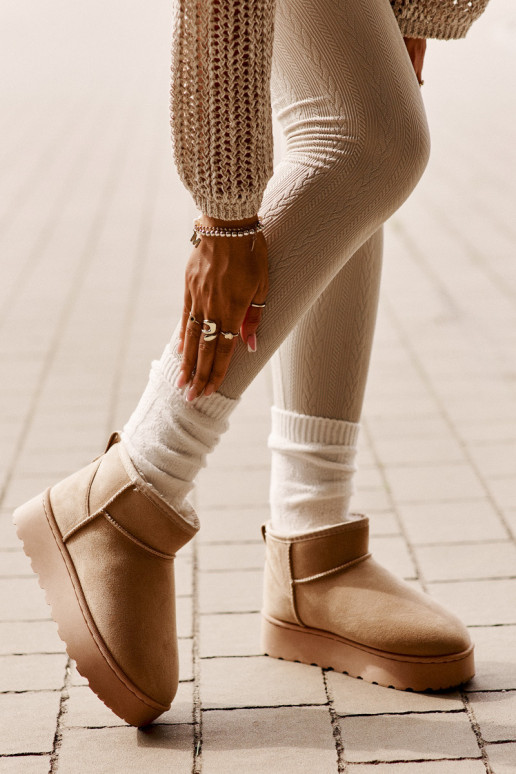 Botas de nieve de mujer con plataforma para abrigar con pelo interior color beige Xamella