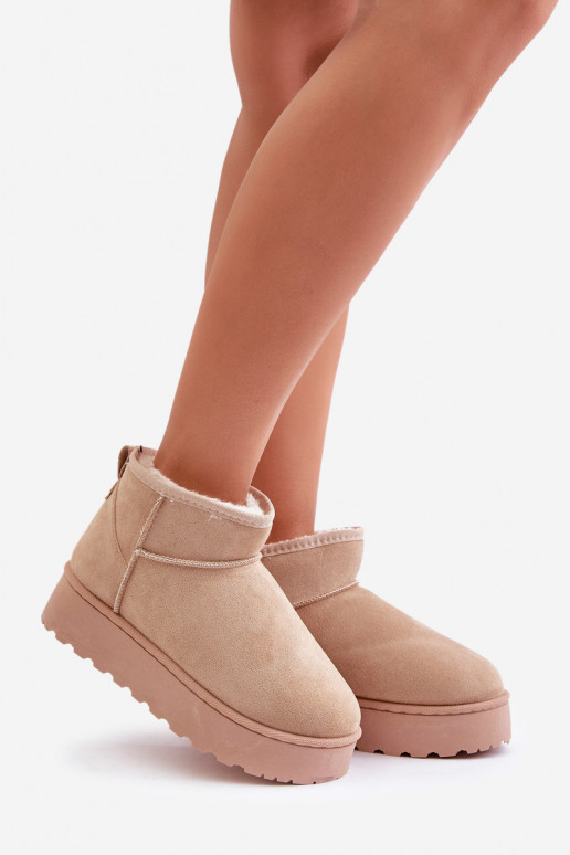 Botas de nieve de mujer con plataforma para abrigar con pelo interior color beige Xamella