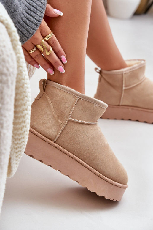 Botas de nieve de mujer con plataforma para abrigar con pelo interior color beige Xamella