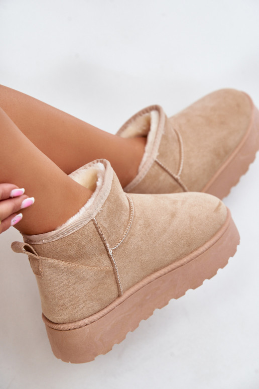 Botas de nieve de mujer con plataforma para abrigar con pelo interior color beige Xamella