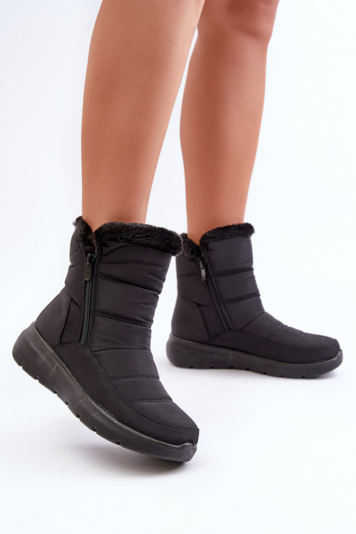 Botas de nieve Femenino con cremalleras con un abrigo de piel de color negro Dritane Botas de nieve Femenino con cremalleras con un abrigo de piel de color negro Dritane