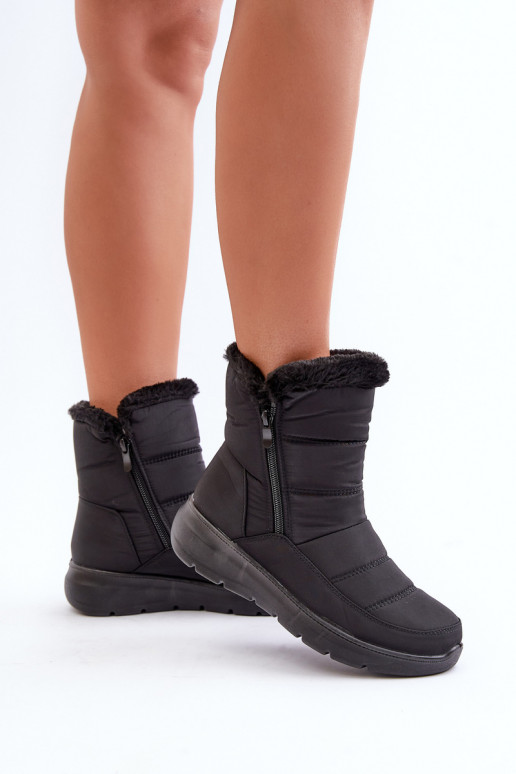 Botas de nieve Femenino con cremalleras con un abrigo de piel de color negro Dritane Botas de nieve Femenino con cremalleras con un abrigo de piel de color negro Dritane