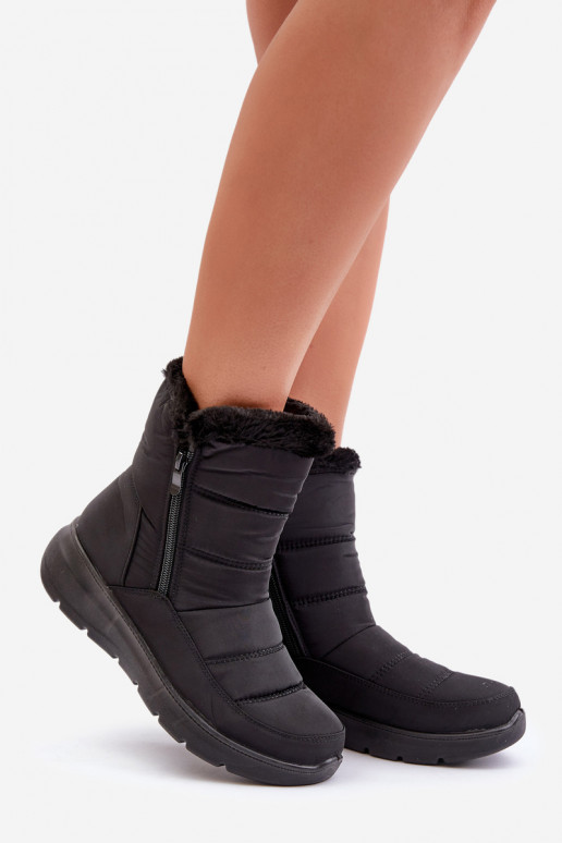 Botas de nieve Femenino con cremalleras con un abrigo de piel de color negro Dritane Botas de nieve Femenino con cremalleras con un abrigo de piel de color negro Dritane