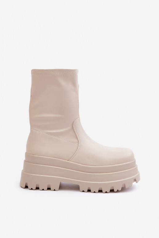Botas con una plataforma color marfil Florinara