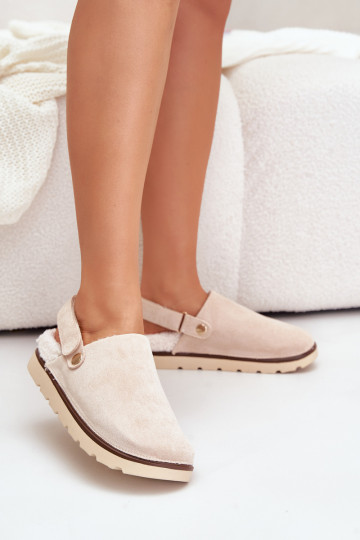 Zapatillas Femenino con una plataforma calentamiento con pelo dentro Typu Baranek beige Sanilora 2