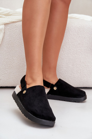Zapatillas Femenino con una plataforma calentamiento con pelo dentro Typu Baranek de color negro Sanilora