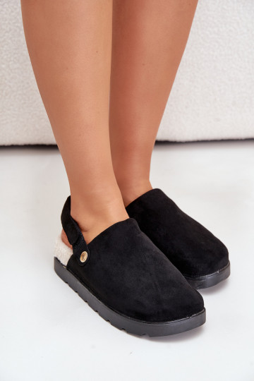 Zapatillas Femenino con una plataforma calentamiento con pelo dentro Typu Baranek de color negro Sanilora 2
