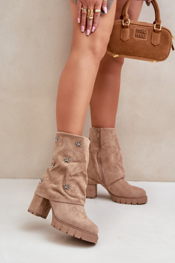 Decorado Botas Z ENyAiniętą CholeAką con tacones beige Esadora