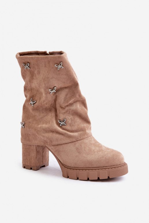 Decorado Botas Z ENyAiniętą CholeAką con tacones beige Esadora