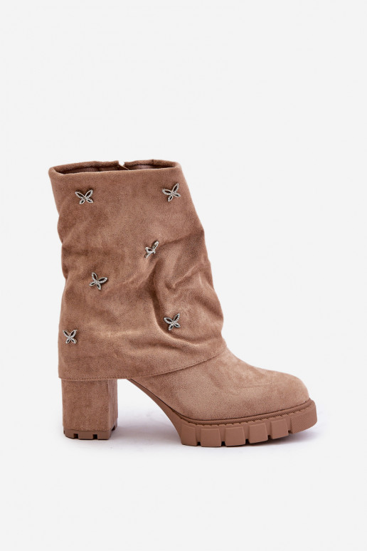 Decorado Botas Z ENyAiniętą CholeAką con tacones beige Esadora