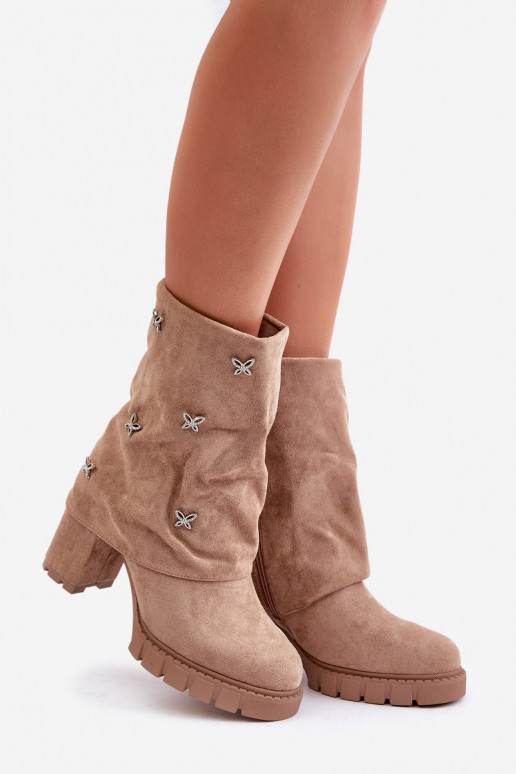 Decorado Botas Z ENyAiniętą CholeAką con tacones beige Esadora