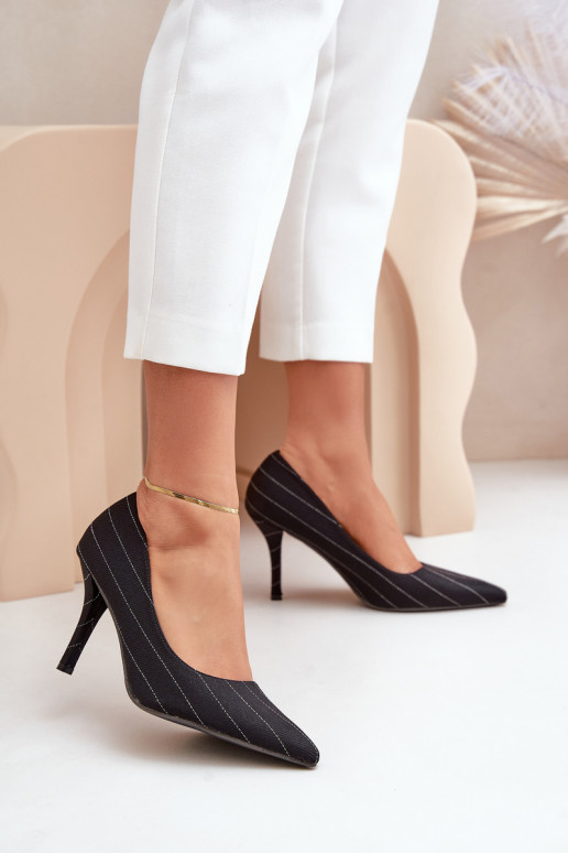  zapatos de tacón alto Femenino con rayas de color negro Tifidra