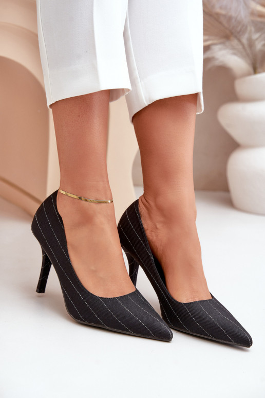  zapatos de tacón alto Femenino con rayas de color negro Tifidra