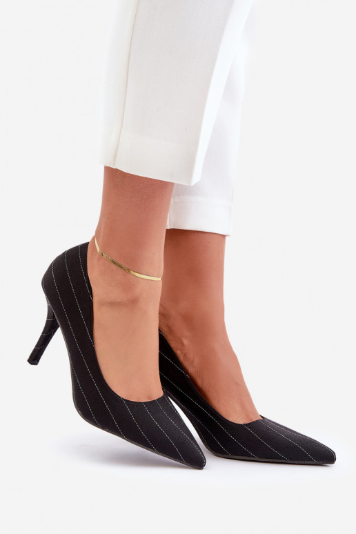 zapatos de tacón alto Femenino con rayas de color negro Tifidra